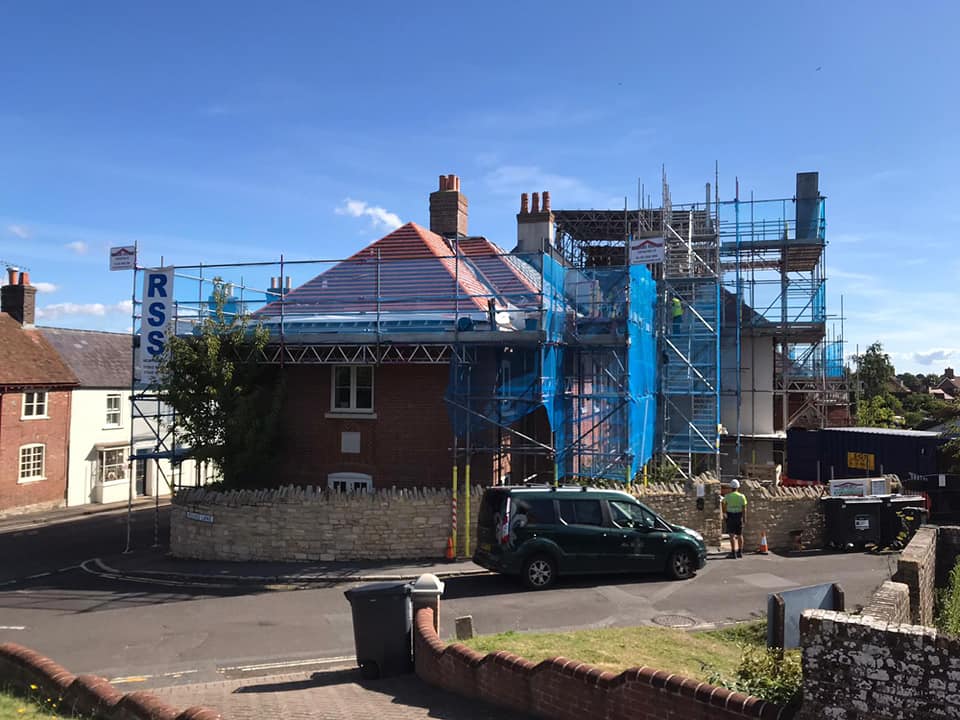 Scaffolding on traditional English village building